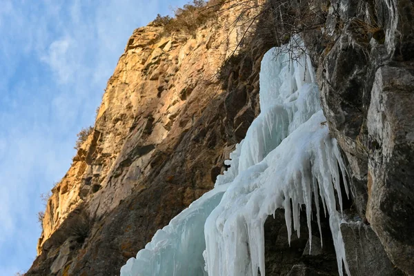 Frozen Butakovsky Waterfall Tian Shan Mountain Alamty City Kazakhstan Best — Stock Photo, Image