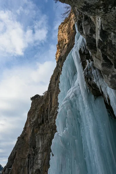 Frozen Butakovsky Waterfall Tian Shan Mountain Alamty City Kazakhstan Best — Stock Photo, Image