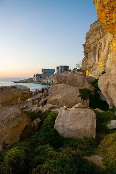 City Sunset Walk Caspian Sea Coastline Aktau City Kazakhstan — Stock Photo, Image