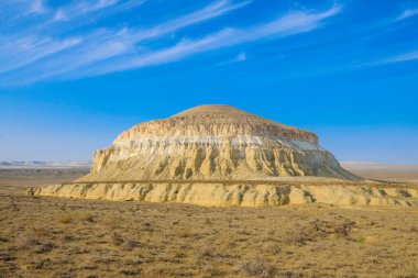 Ustyurt platosunda Tuznair salini. Batı Kazakistan Çölü, Aktau Bölgesi.