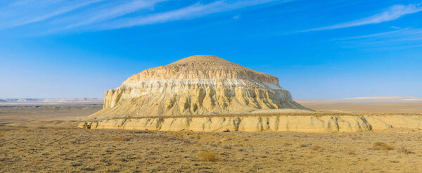 Tuznair saline in plateau Ustyurt. Western Kazakhstan desert, Aktau region.