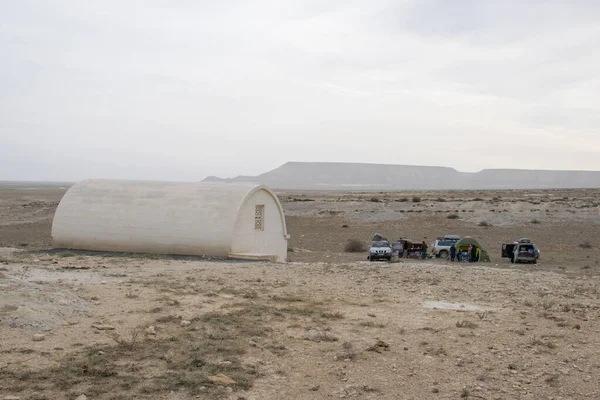 Актау Казахстан Вересень 2020 Древній Цвинтар Мавзолеєм Пустелі Мангісру — стокове фото