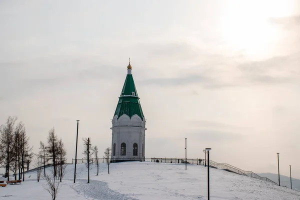 Церква Богоявлення Православний Монастир Взимку — стокове фото