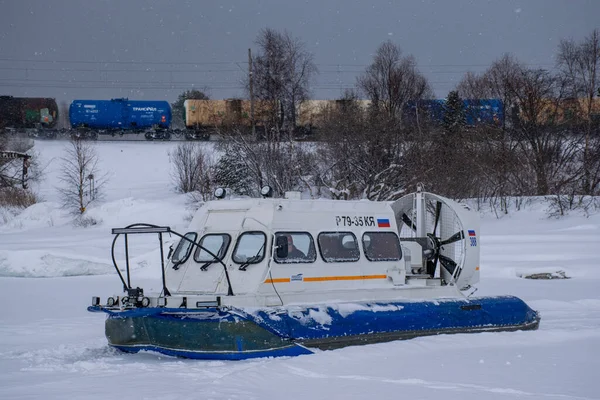 Tanhoi Росія Січень 2020 Льодовий Літаючий Човен Повітряне Судно Озері — стокове фото