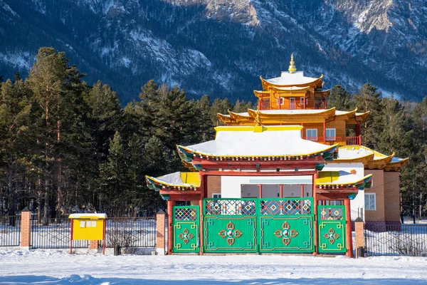 Gate Buddhist Temple Yanzhima Goddess Barguzin Mountais Area Buryatia Siberia — Stock Photo, Image