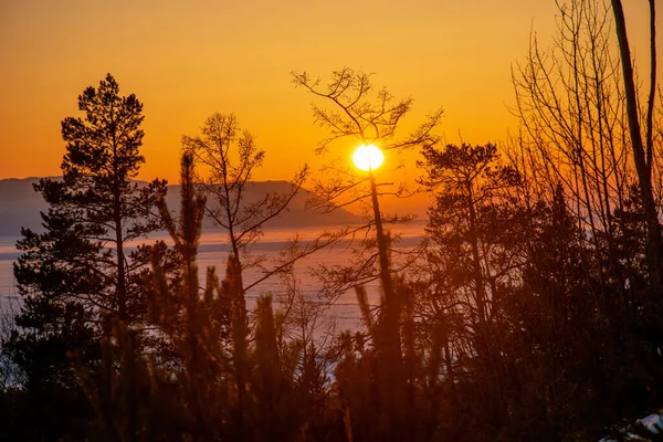 Hermoso Atardecer Las Montañas Temporada Invierno — Foto de Stock