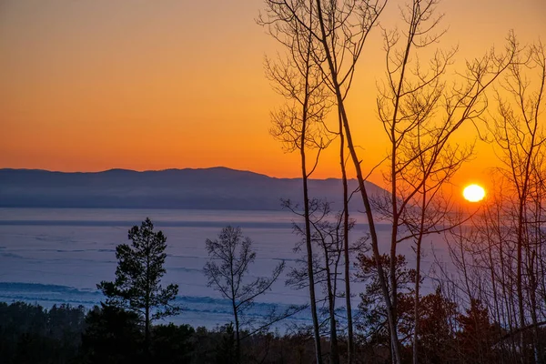 Красивий Захід Сонця Горах Зимовий Сезон — стокове фото