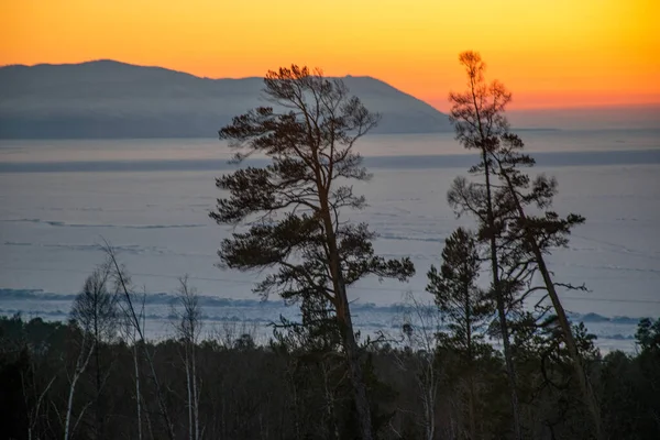 Красивий Захід Сонця Горах Зимовий Сезон — стокове фото