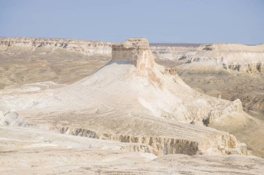Bosjira dağ kanyonu, Ustyurt platosundaki en yüksek kaya ve çatlakların havadan görünüşü. Kazakistan Çölü, Aktau Bölgesi 