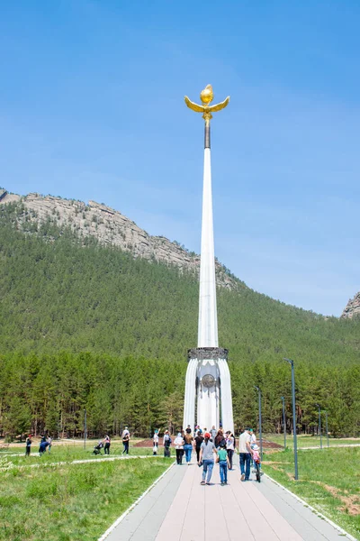 Burabay Kazakhstan Mai 2021 Monument Sur Champ Verdure Abilay Dans — Photo