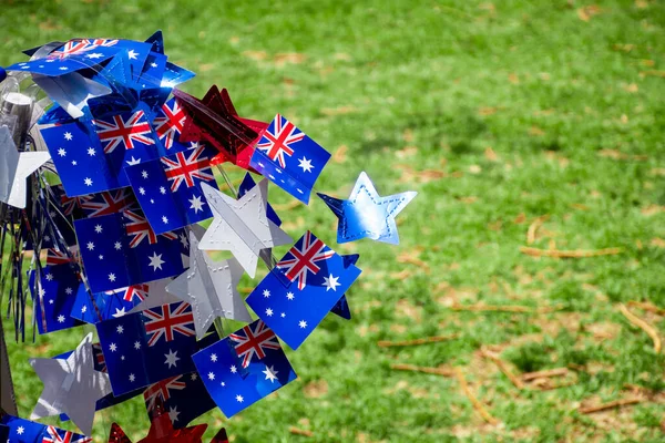 Adornos Del Día Australia Bandera Estrellas Azules Rojas Blancas Sobre —  Fotos de Stock