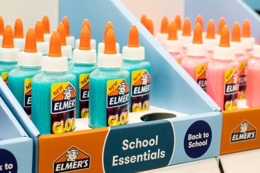 Sydney, Australia 2019-12-26 Elmers glow in the dark glue suitable for slime making on the shelf at the shop. Craft supplies clipart