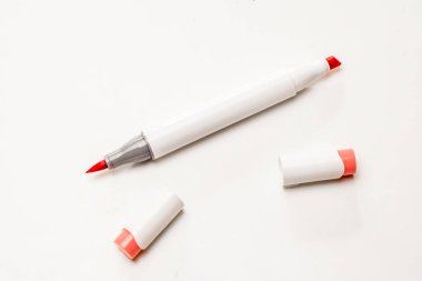 Alkol bazlı çizim işaretleri. Ressamlar ve grafik tasarımcıları için fırça ve keski çift uçlu. Mercan pembe