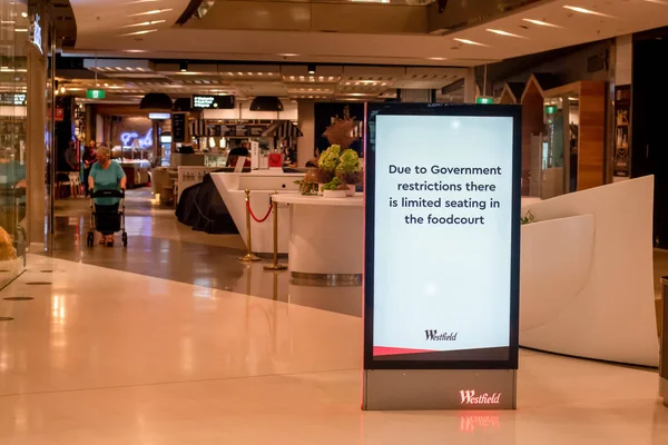 Sydney Αυστραλία 2020 Covid Regulation Information Westfield Shopping Centre Λόγω — Φωτογραφία Αρχείου