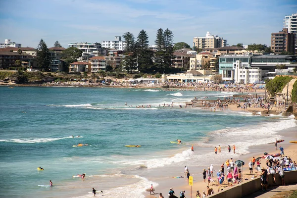 Sydney Ausztrália 2021 Rendkívül Zsúfolt Cronulla Strand Ausztrália Napján Emberek — Stock Fotó