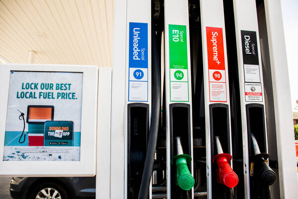 Sydney, Australia - 2020-11-29 7 Eleven petrol service station and mobile app advertising. Lock our best local fuel price with the 7 eleven app