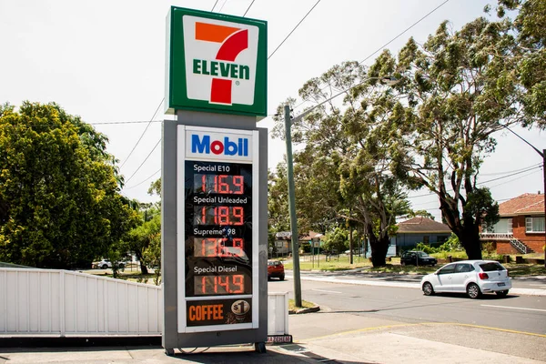 Sydney Austrália 2020 Entrada Para Eleven Posto Gasolina Preços Dos — Fotografia de Stock