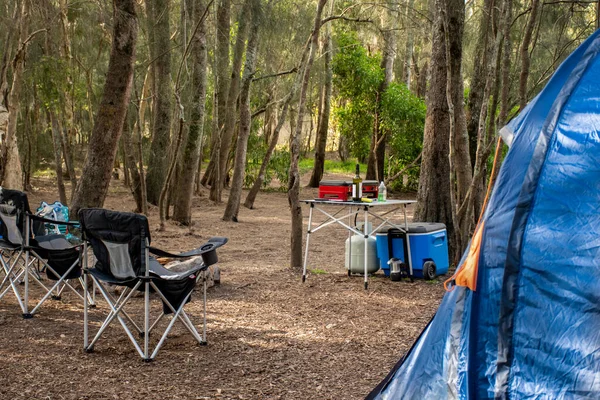 Wohnmobilcamping Auf Dem Wohnmobilstellplatz Camping Urlaub Familienreisen — Stockfoto