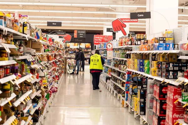 Sydney Austrália 2021 Corredor Mercearia Supermercado Coles Durante Bloqueio Surto — Fotografia de Stock