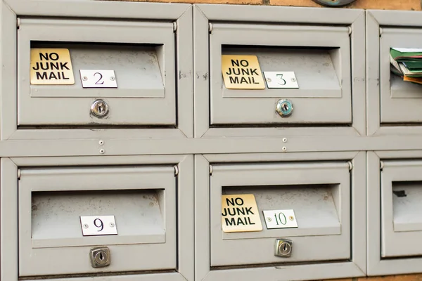 No Junk mail sign on letter boxes in Sydney, Australia. Direct mailers opt out. How to stop junk mail catalogs catalogue