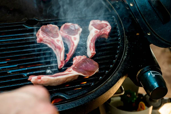 Lamsbout Koteletten Grillen Barbecue Plaat Tuin Bbq Grill Koken Australië — Stockfoto