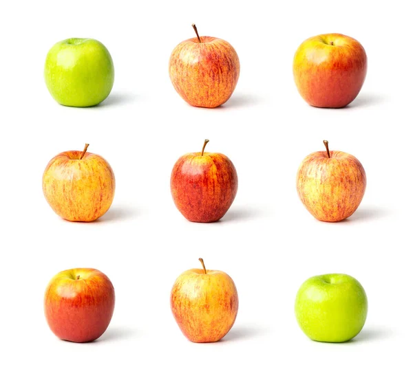 Красно Зеленая Коллекция Apple Выделена Белом Фоне Обрезной Путь Включить — стоковое фото