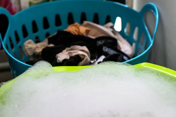 Washing Clothes Hand Detergent Bubble Foam — Stock Photo, Image