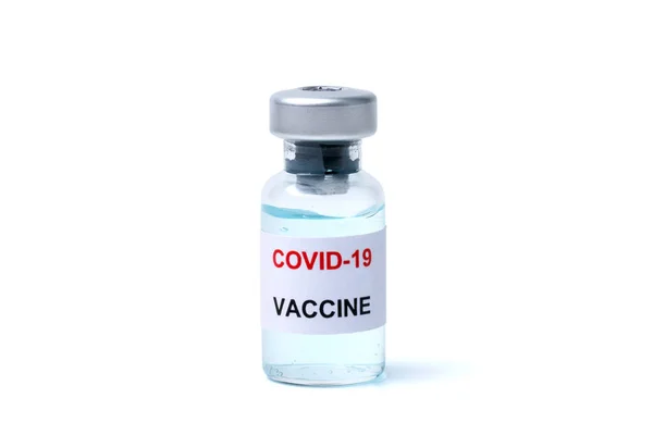 Flacon Vaccin Liquide Covid Grippe Coronavirus Isolé Sur Fond Blanc — Photo