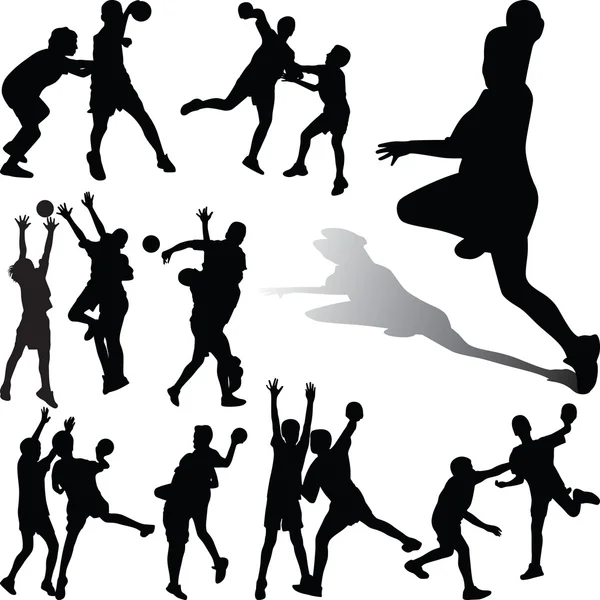 Joueur de handball silhouette vecteur — Image vectorielle