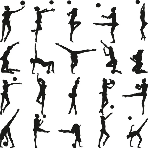 Rhythmic gymnastics silhouette  vector — Stock Vector