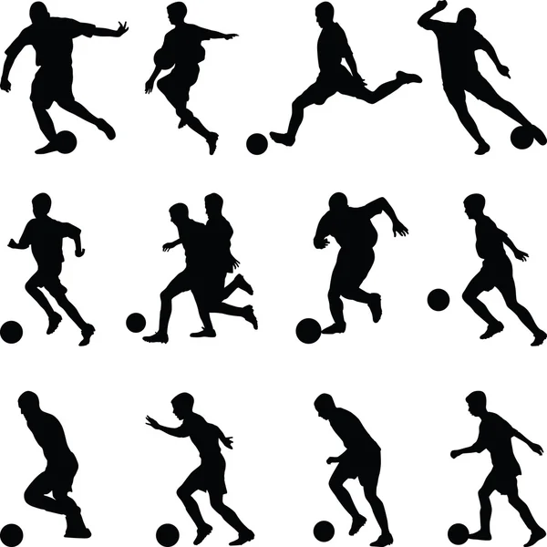 Vettore silhouette giocatore di calcio — Vettoriale Stock