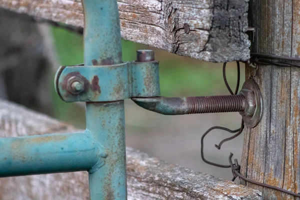 Close Old Wooden Fence Gate Pasture Высокое Качество Фото — стоковое фото