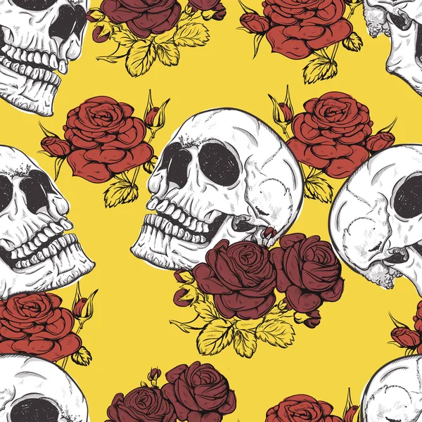 Róże i czaszki — Wektor stockowy