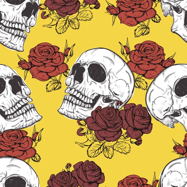 Rosas y calaveras — Vector de stock