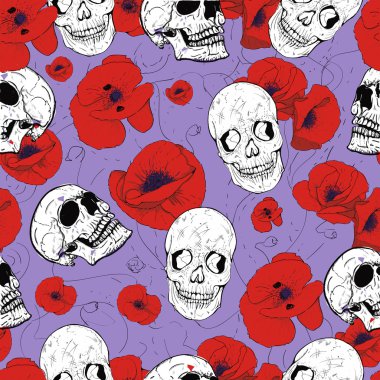 kafatasları ve çiçekler