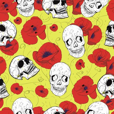 kafatasları ve çiçekler