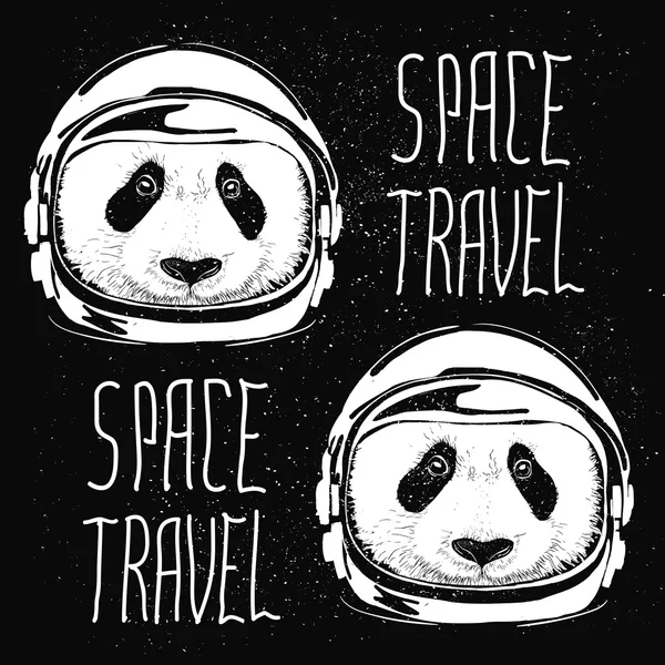 Space helmet panda pattern — Stock Vector