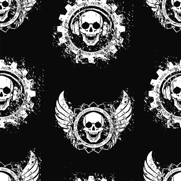 Rock skull music pattern — Stock Vector