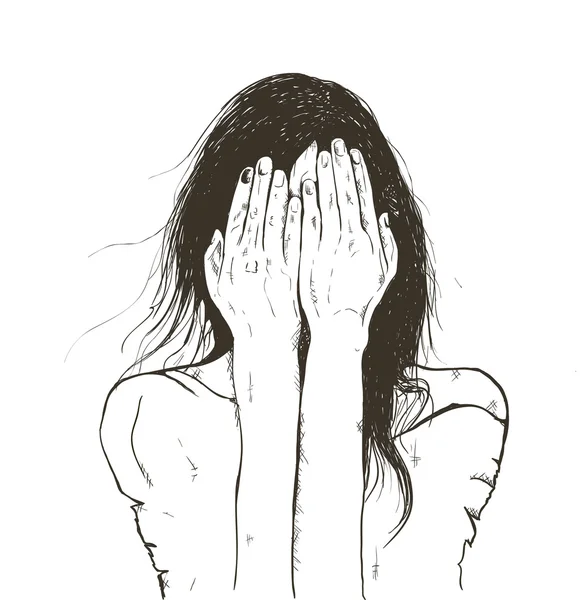 Mujer llorando triste — Vector de stock