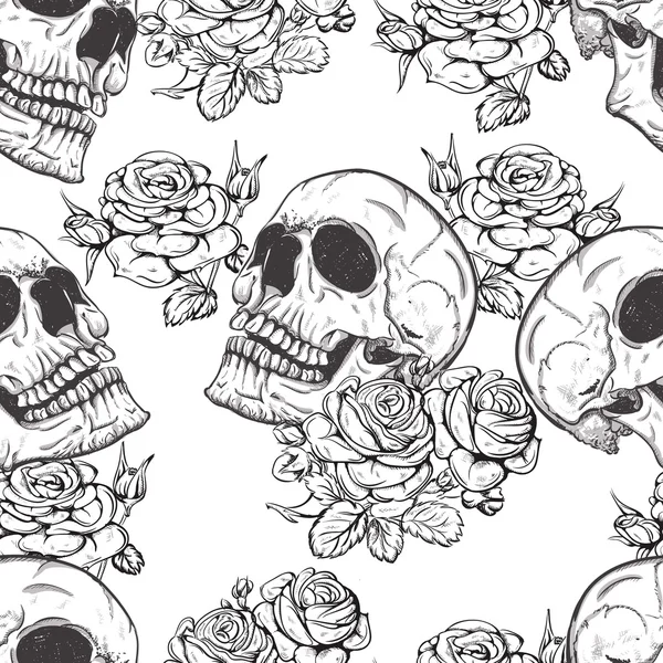 Róże i czaszki — Wektor stockowy