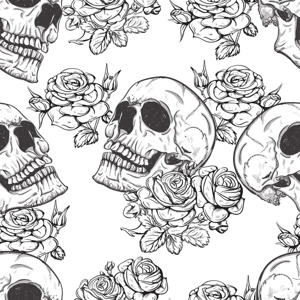 Rosas y calaveras — Vector de stock