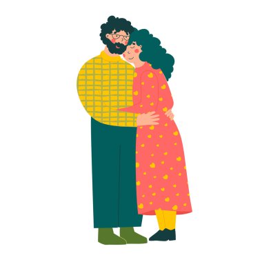 Çizgi film yaşlı çifti. Modern düz vektör çizimi. Yaşlılar