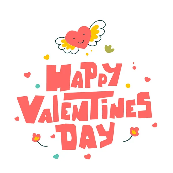 Happy valentines day lettering, great design for any purposes. Celebration, design, vector. — Stock Vector