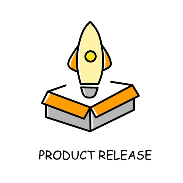 Product release. Flat icon on transparent backdrop. Startup project launch. — Stock Vector