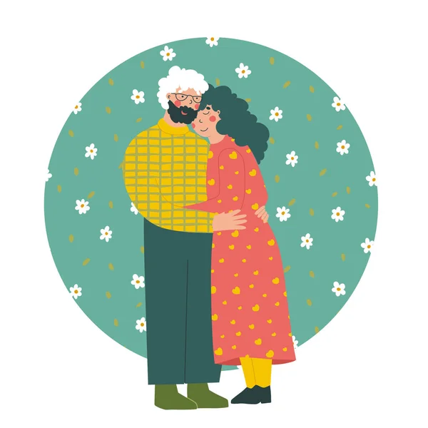 Pareja de ancianos de dibujos animados. Ilustración moderna de vectores planos. Personas mayores — Vector de stock