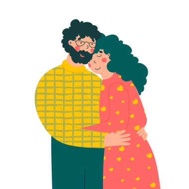 Çizgi film yaşlı çifti. Modern düz vektör çizimi. Yaşlılar