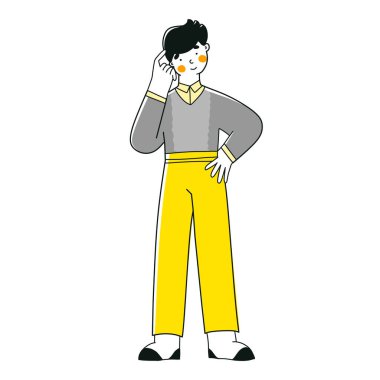 Adam kafasının, Vektör illüstrasyonunun izole olduğunu düşünüyor. İş vektörü illüstrasyonu.