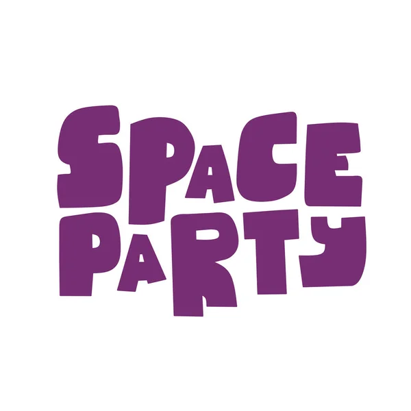 Modern flat poster, purple space party on light background for celebration design. Vector illustration, flat design — Stock Vector