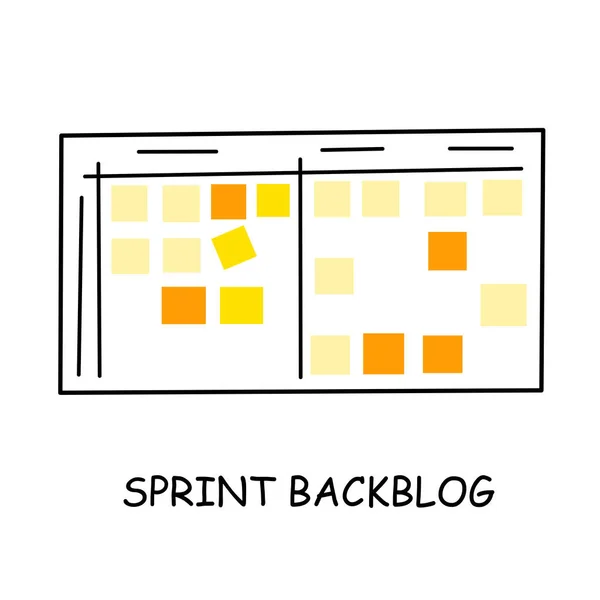 Retroceso de Sprint sobre fondo blanco. Método ágil y kanban. — Vector de stock