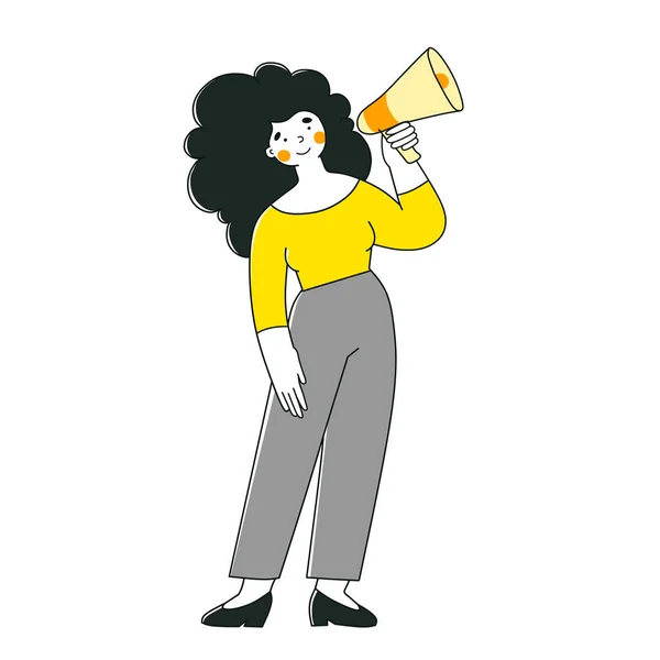 Woman with megaphone - Promotion, advance, campaign concept. — 图库矢量图片